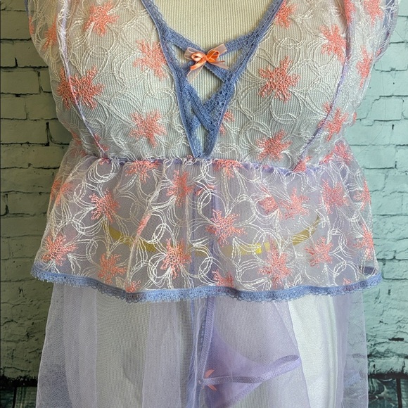Victoria's Secret NWT Tulle Babydoll Nighty & Thong Set Sz L Romantic Coquette - Picture 7 of 16